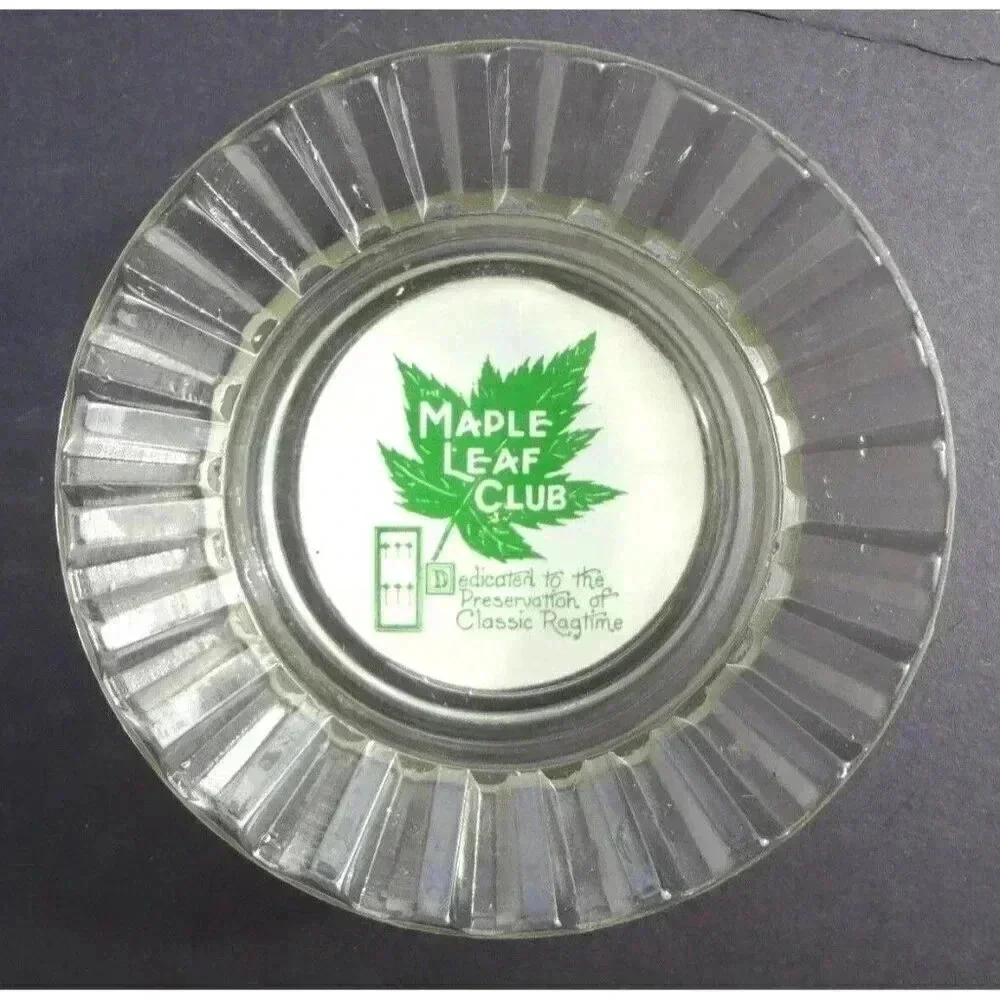 RARE Vintage MAPLE LEAF CLUB Clear Glass Ashtray